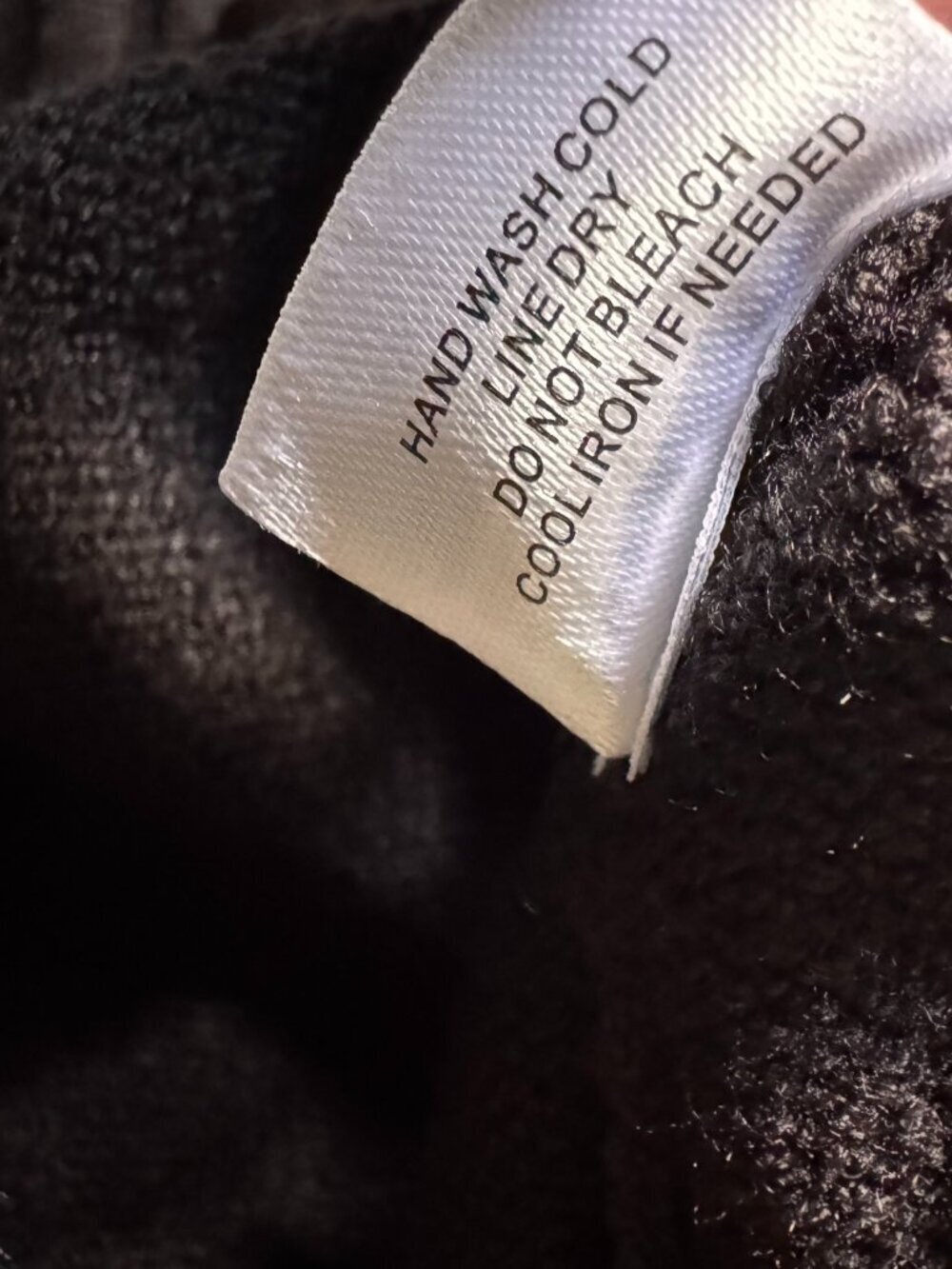 Evereve Harlow Knit Sweater Dress Black Faux Leather Sleeve Stripe Size L NEW - Picture 7 of 9